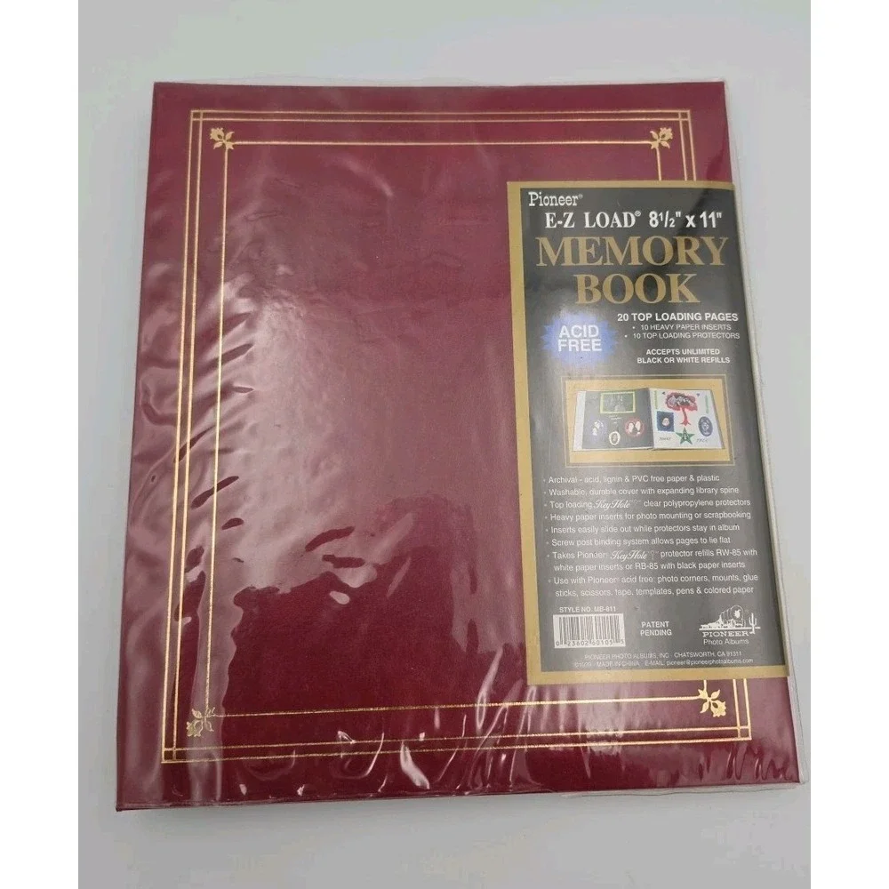 Pioneer E-Z Load 8.5x11 Memory Book Burgundy Scrapbook Album MB-811